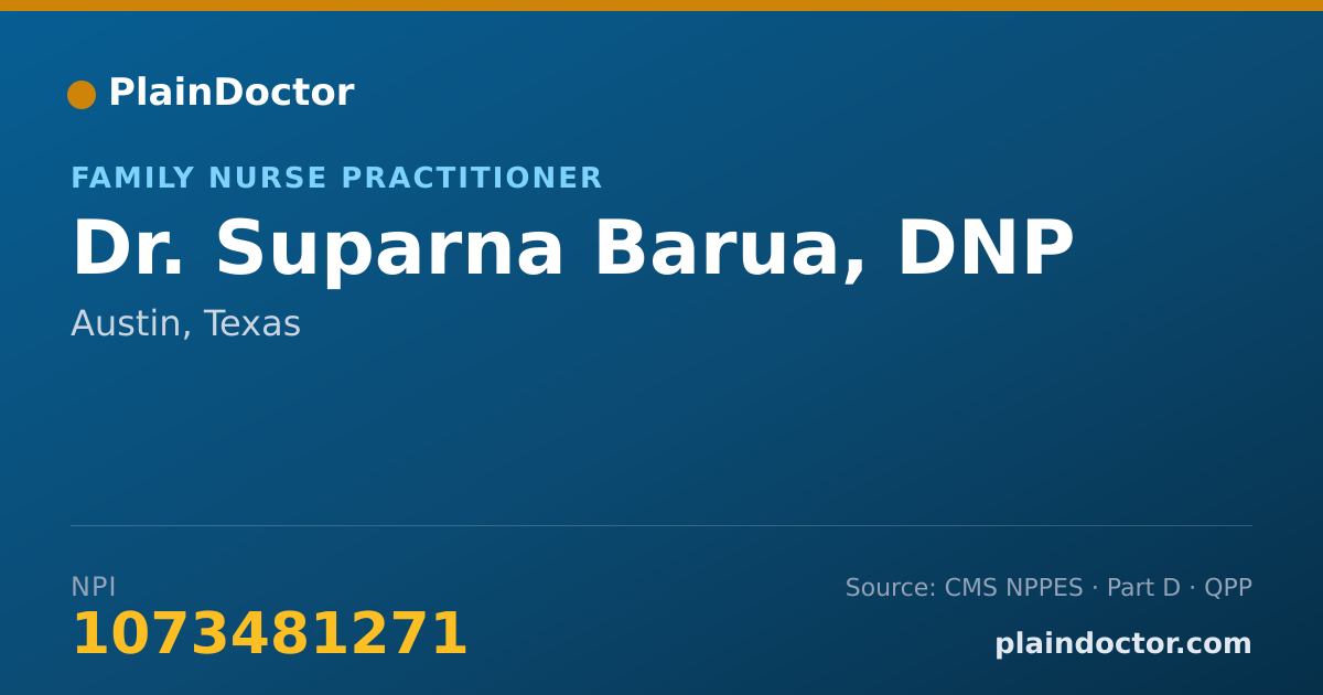 Shareable card for Suparna Barua, DNP - Family Nurse Practitioner, Austin, TX