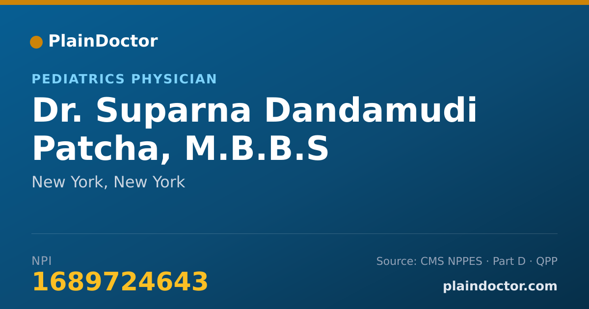 Shareable card for Suparna Dandamudi Patcha, M.B.B.S - Pediatrics Physician, New York, NY