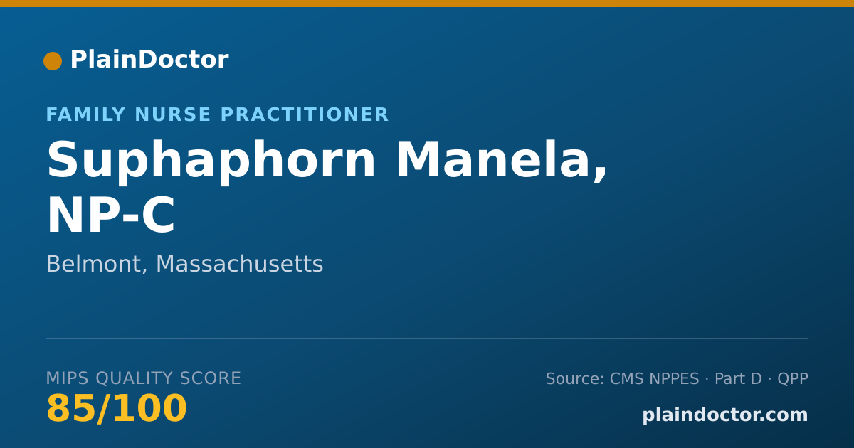 Shareable card for Suphaphorn Manela, NP-C - Family Nurse Practitioner, Belmont, MA