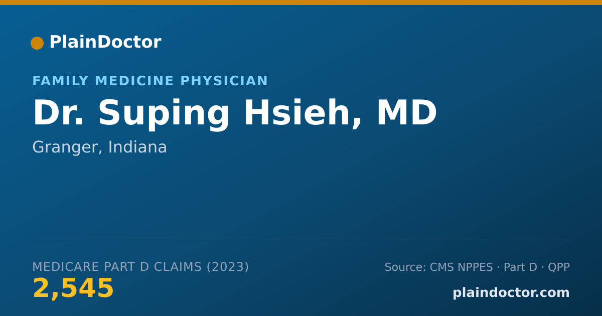 Shareable card for Suping Hsieh, MD - Family Medicine Physician, Granger, IN