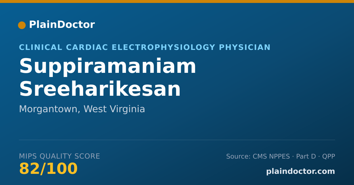 Shareable card for Suppiramaniam Sreeharikesan - Clinical Cardiac Electrophysiology Physician, Morgantown, WV