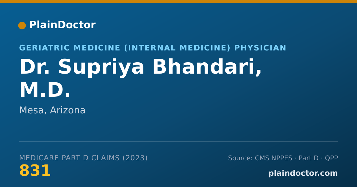 Shareable card for Supriya Bhandari, M.D. - Geriatric Medicine (Internal Medicine) Physician, Mesa, AZ