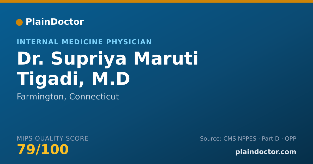 Shareable card for Supriya Maruti Tigadi, M.D - Internal Medicine Physician, Farmington, CT