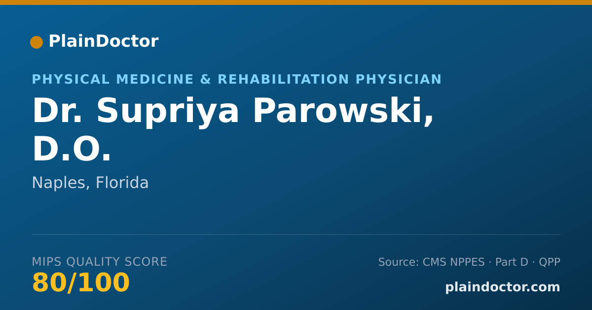 Shareable card for Supriya Parowski, D.O. - Physical Medicine & Rehabilitation Physician, Naples, FL