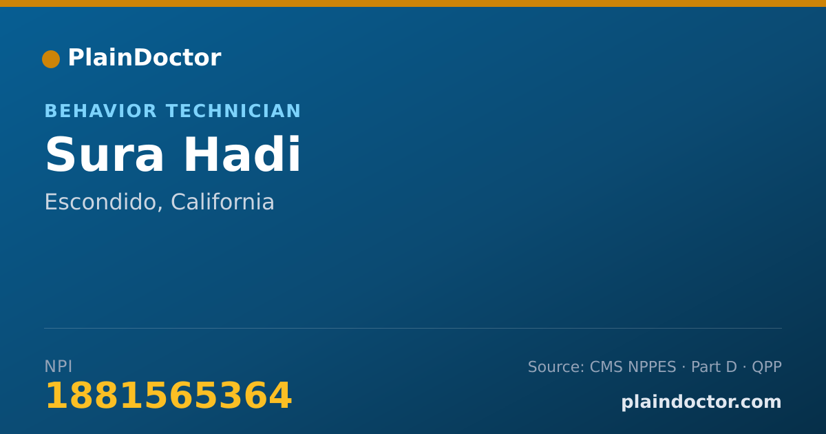 Shareable card for Sura Hadi - Behavior Technician, Escondido, CA