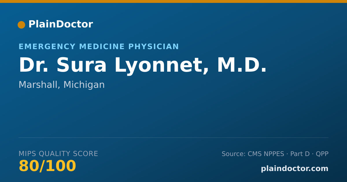 Shareable card for Sura Lyonnet, M.D. - Emergency Medicine Physician, Marshall, MI