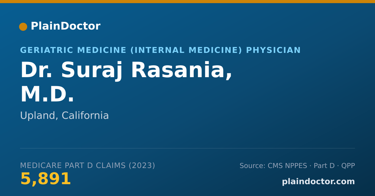 Shareable card for Suraj Rasania, M.D. - Geriatric Medicine (Internal Medicine) Physician, Upland, CA