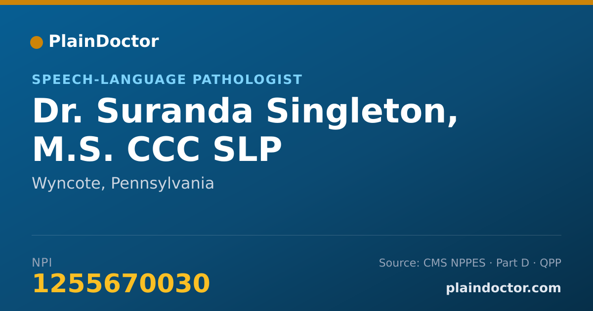 Shareable card for Suranda Singleton, M.S. CCC SLP - Speech-Language Pathologist, Wyncote, PA