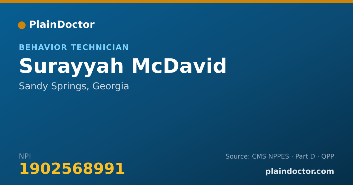 Shareable card for Surayyah McDavid - Behavior Technician, Sandy Springs, GA