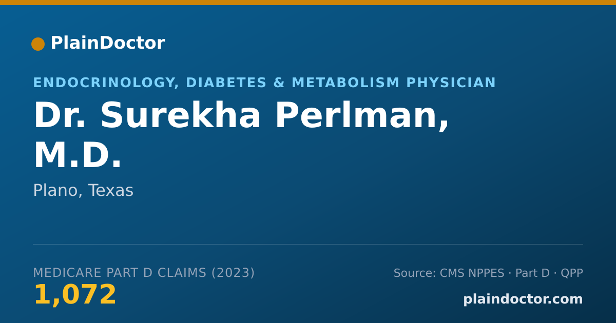 Shareable card for Surekha Perlman, M.D. - Endocrinology, Diabetes & Metabolism Physician, Plano, TX