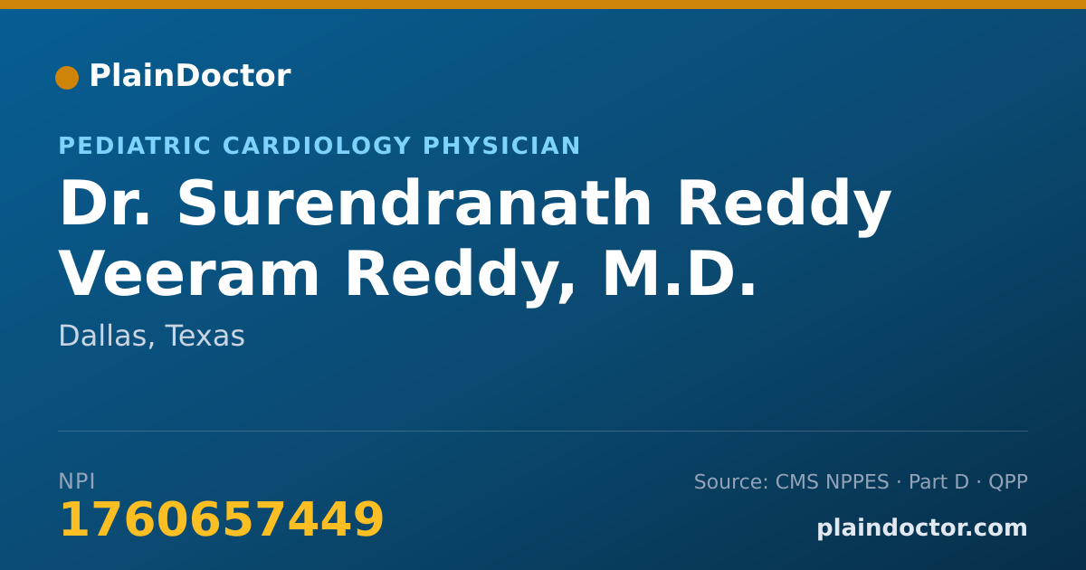Shareable card for Surendranath Reddy Veeram Reddy, M.D. - Pediatric Cardiology Physician, Dallas, TX