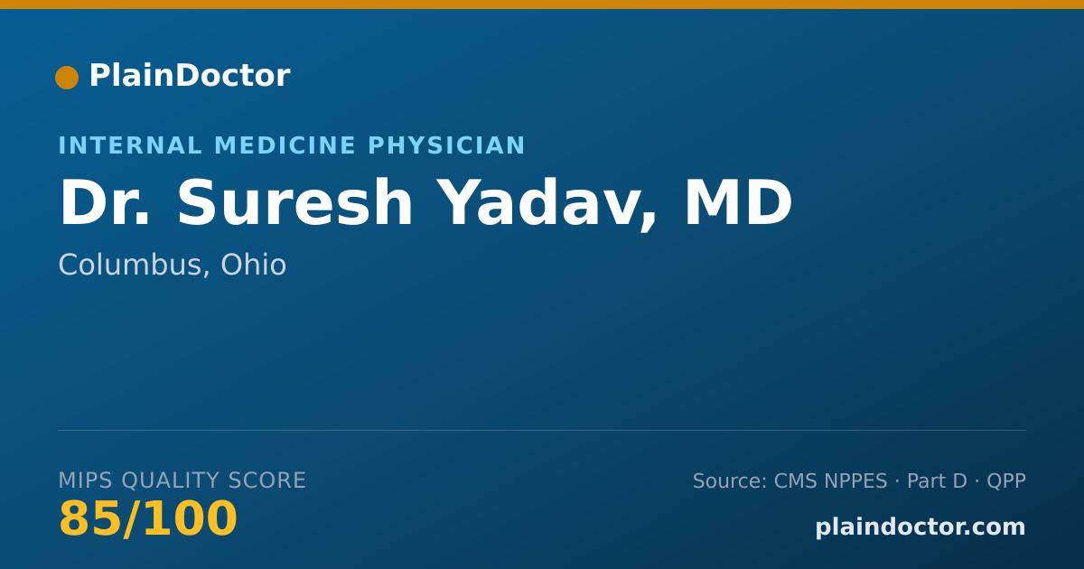 Shareable card for Suresh Yadav, MD - Internal Medicine Physician, Columbus, OH