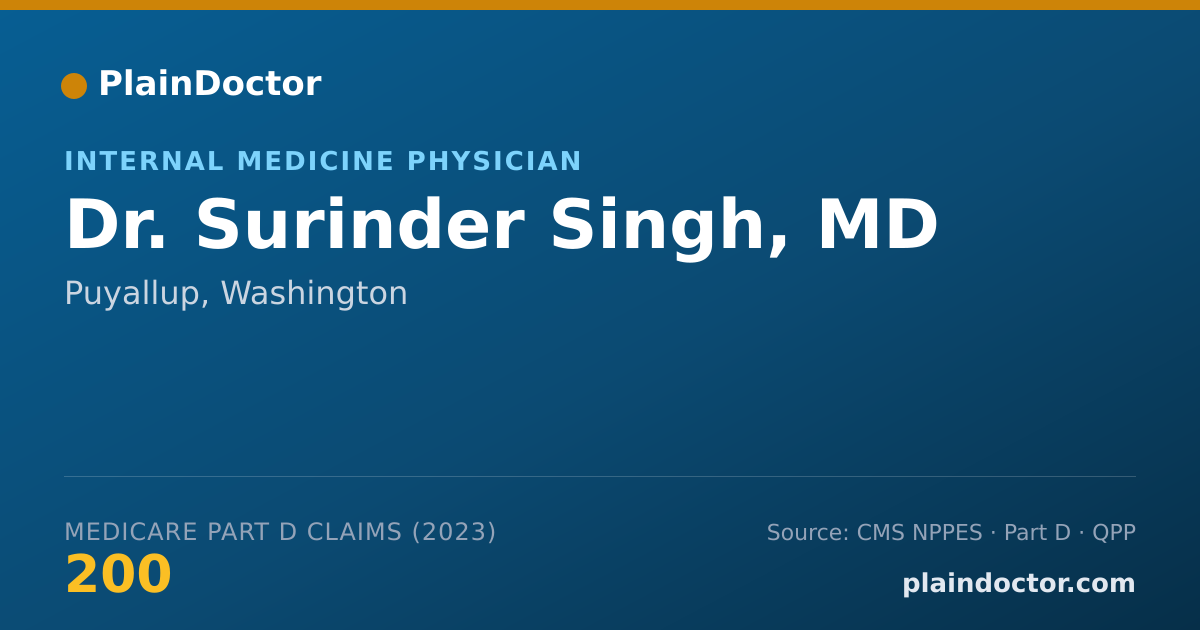 Shareable card for Surinder Singh, MD - Internal Medicine Physician, Puyallup, WA