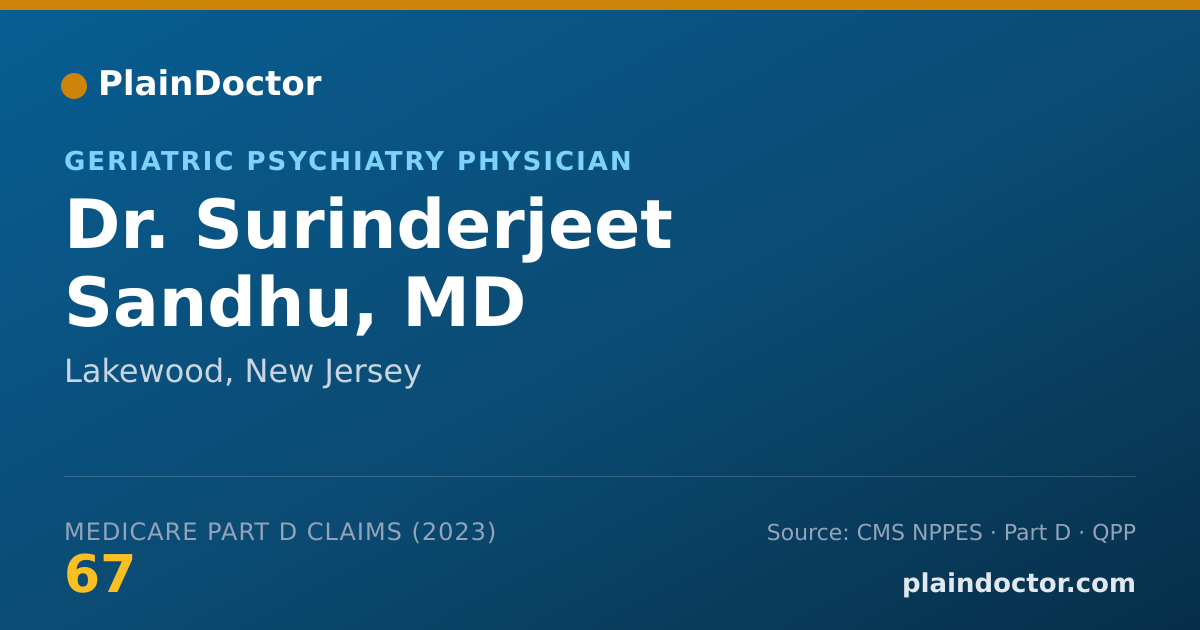 Shareable card for Surinderjeet Sandhu, MD - Geriatric Psychiatry Physician, Lakewood, NJ