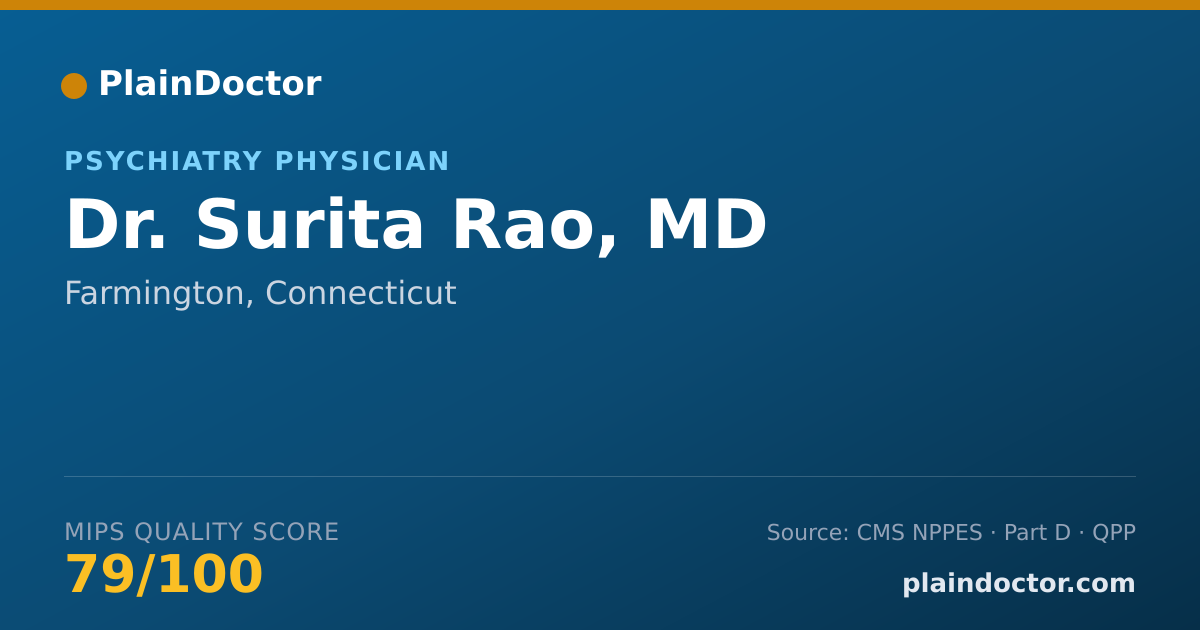 Shareable card for Surita Rao, MD - Psychiatry Physician, Farmington, CT