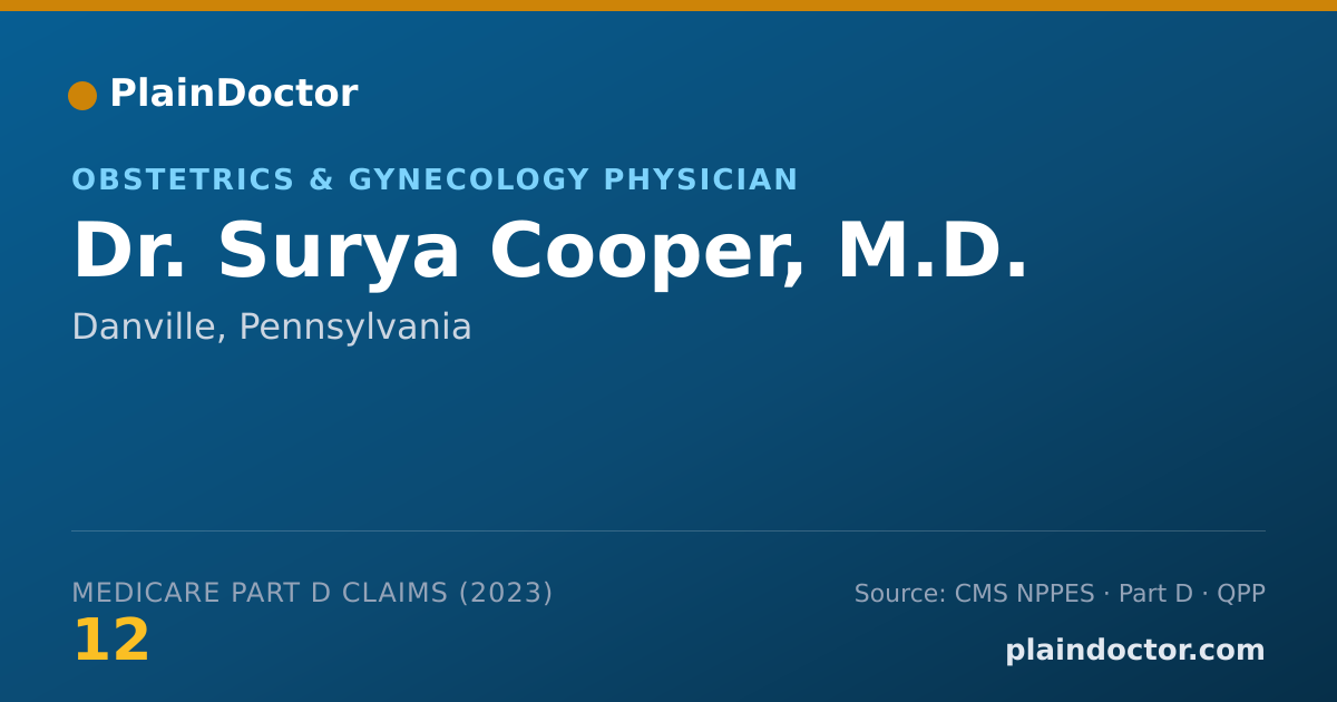 Shareable card for Surya Cooper, M.D. - Obstetrics & Gynecology Physician, Danville, PA