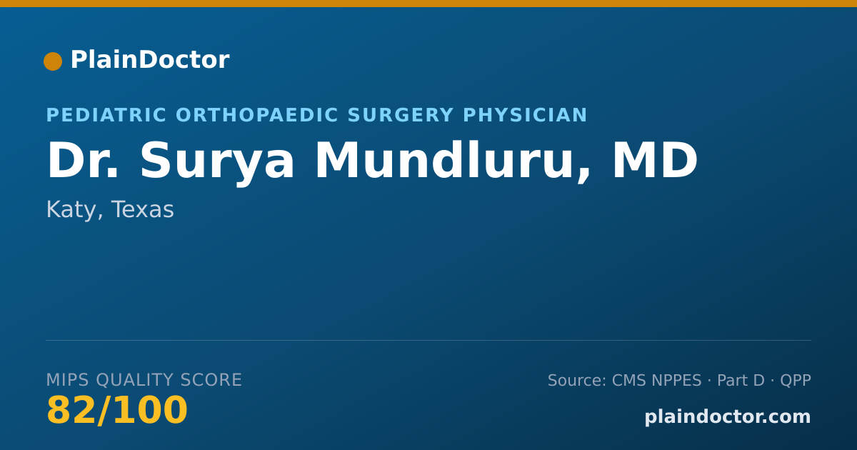 Shareable card for Surya Mundluru, MD - Pediatric Orthopaedic Surgery Physician, Katy, TX