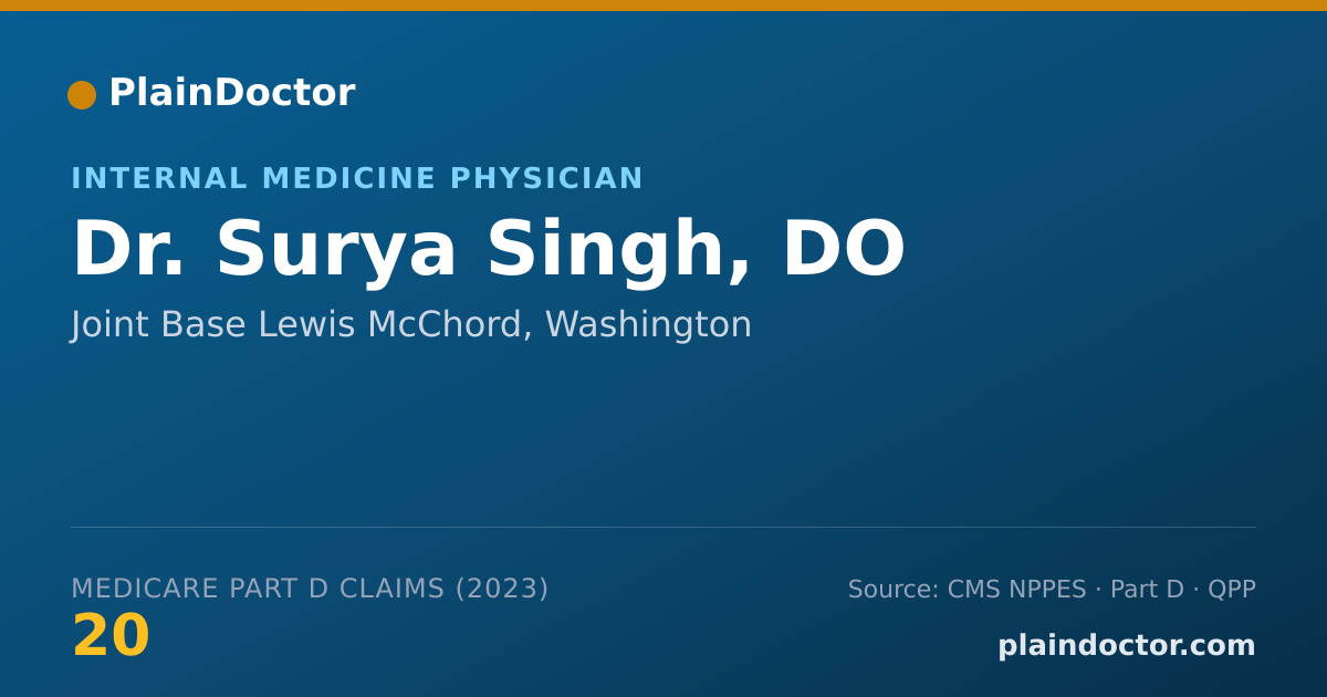 Shareable card for Surya Singh, DO - Internal Medicine Physician, Joint Base Lewis McChord, WA