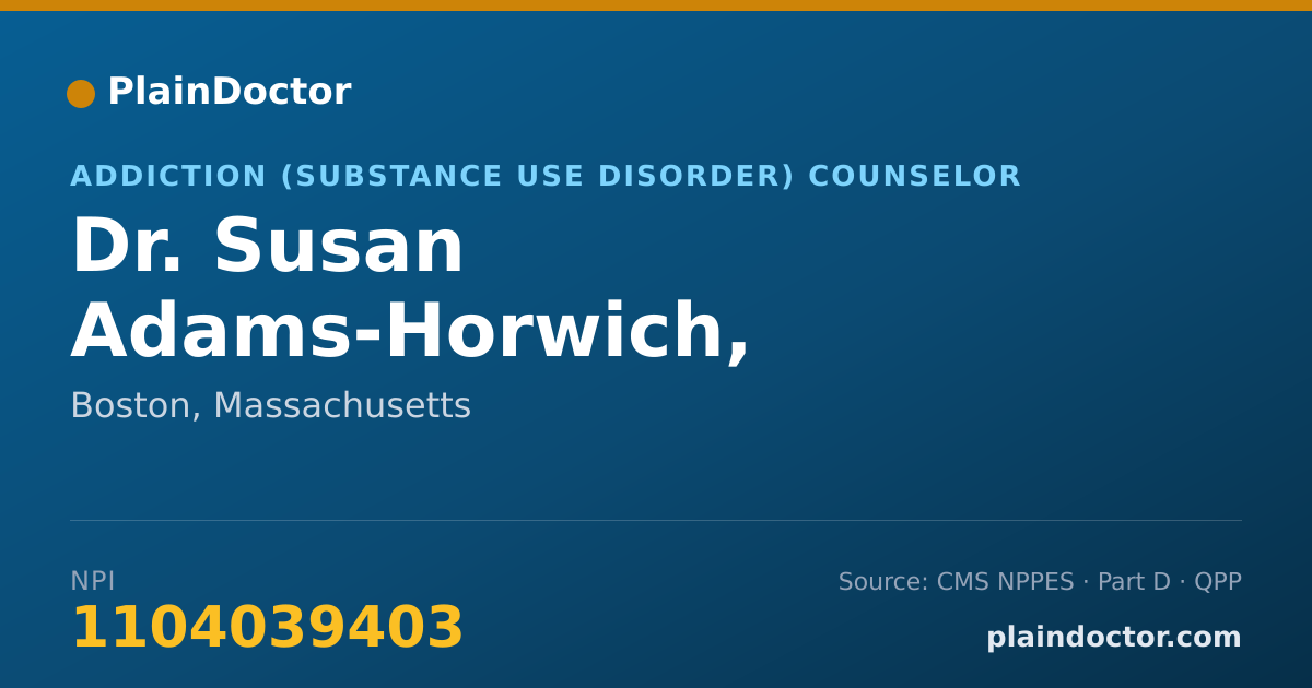 Shareable card for Susan Adams-Horwich, CADAC,LADC1 - Addiction (Substance Use Disorder) Counselor, Boston, MA