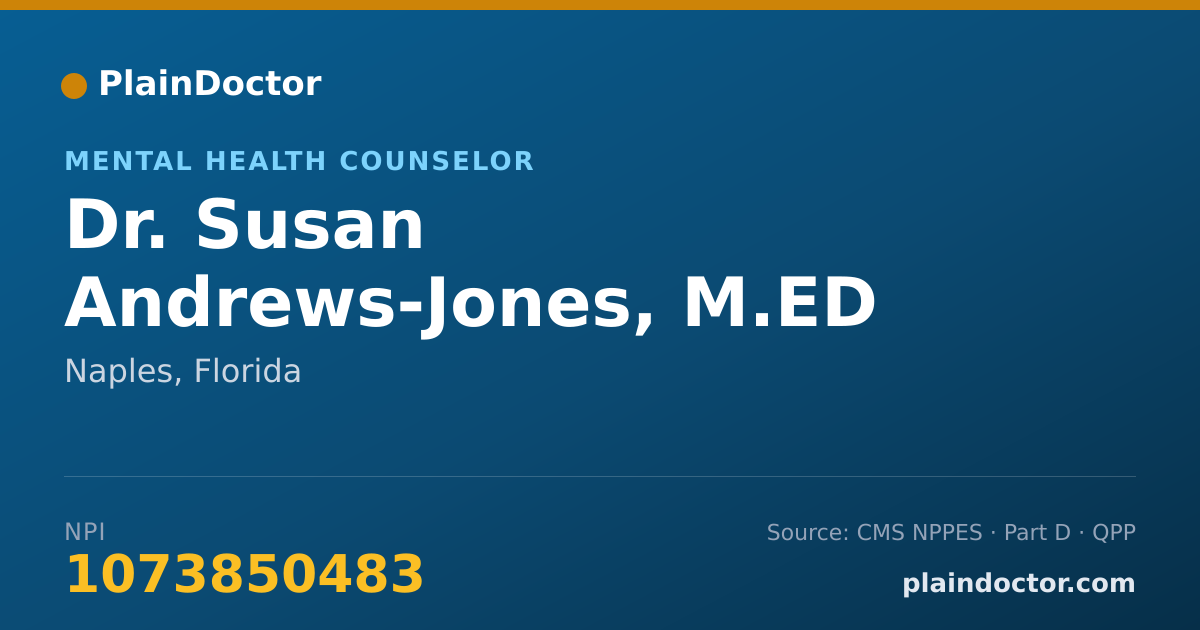 Shareable card for Susan Andrews-Jones, M.ED - Mental Health Counselor, Naples, FL