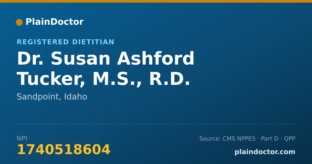 Shareable card for Susan Ashford Tucker, M.S., R.D. - Registered Dietitian, Sandpoint, ID