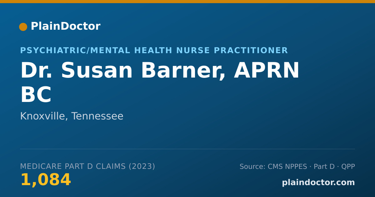 Shareable card for Susan Barner, APRN BC - Psychiatric/Mental Health Nurse Practitioner, Knoxville, TN