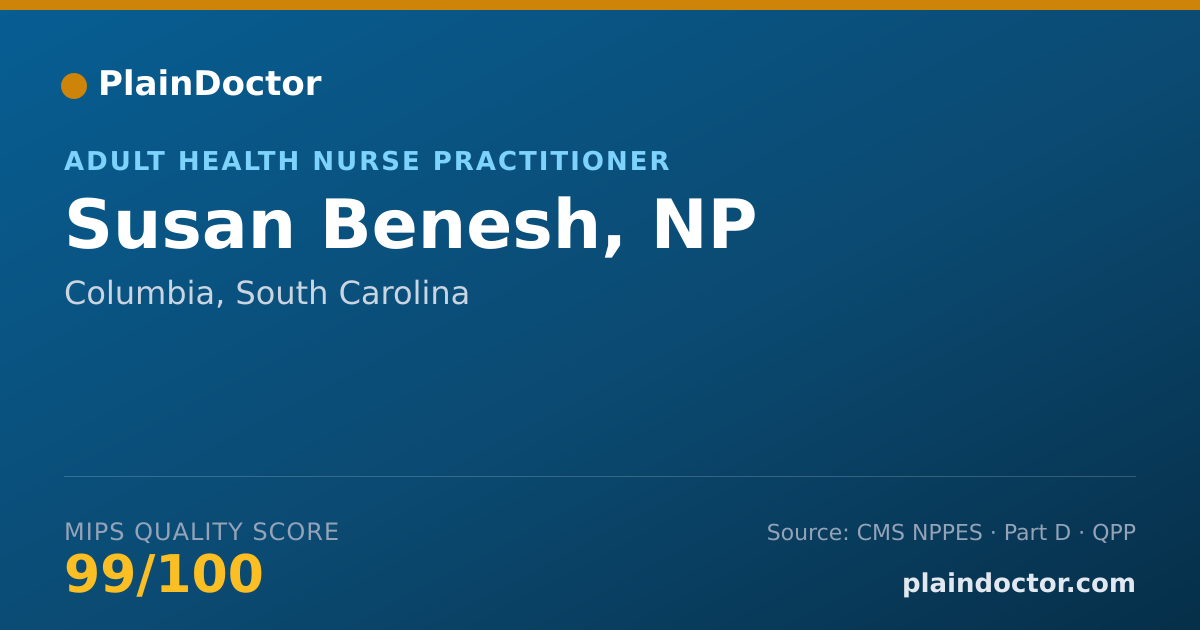 Shareable card for Susan Benesh, NP - Adult Health Nurse Practitioner, Columbia, SC