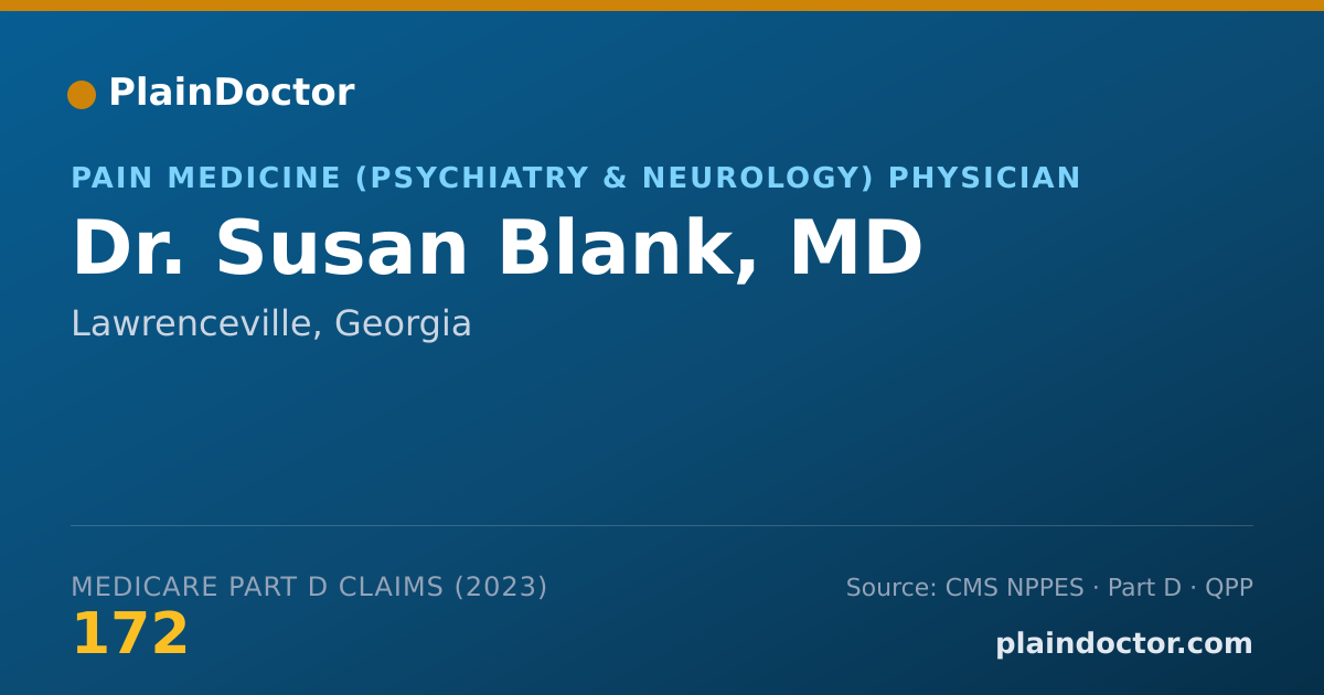 Shareable card for Susan Blank, MD - Pain Medicine (Psychiatry & Neurology) Physician, Lawrenceville, GA