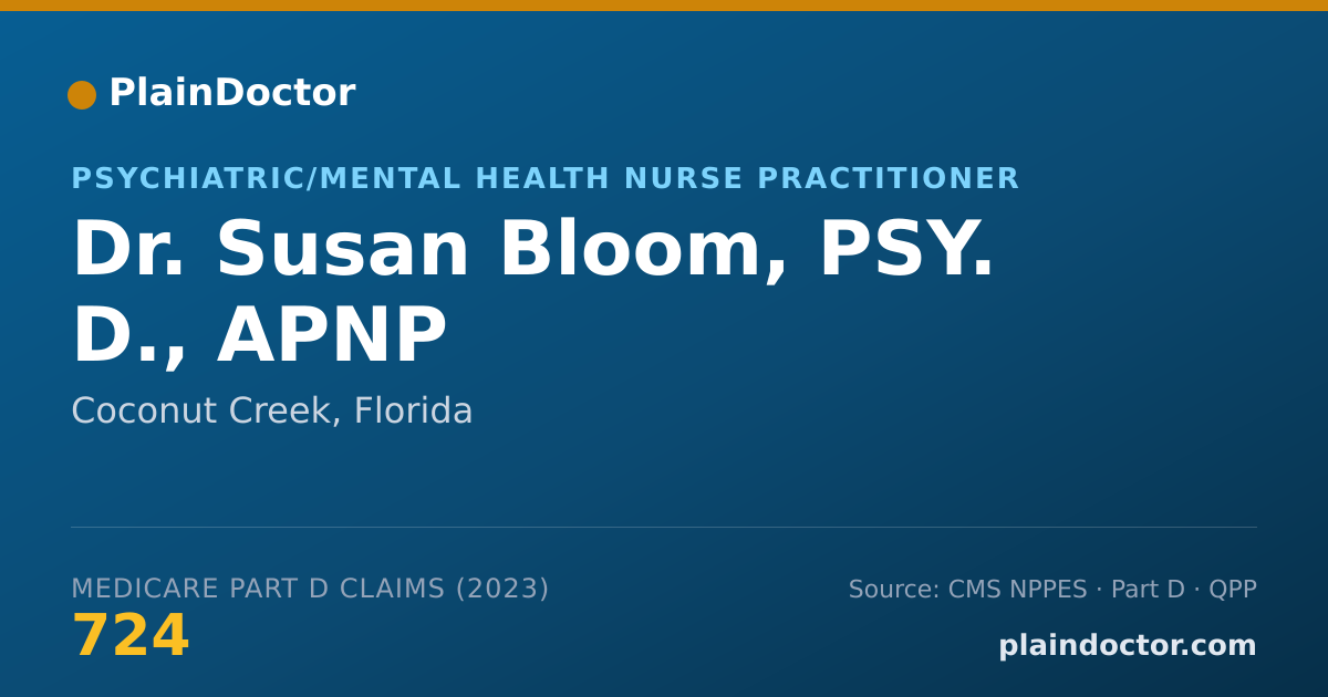 Shareable card for Susan Bloom, PSY. D., APNP - Psychiatric/Mental Health Nurse Practitioner, Coconut Creek, FL