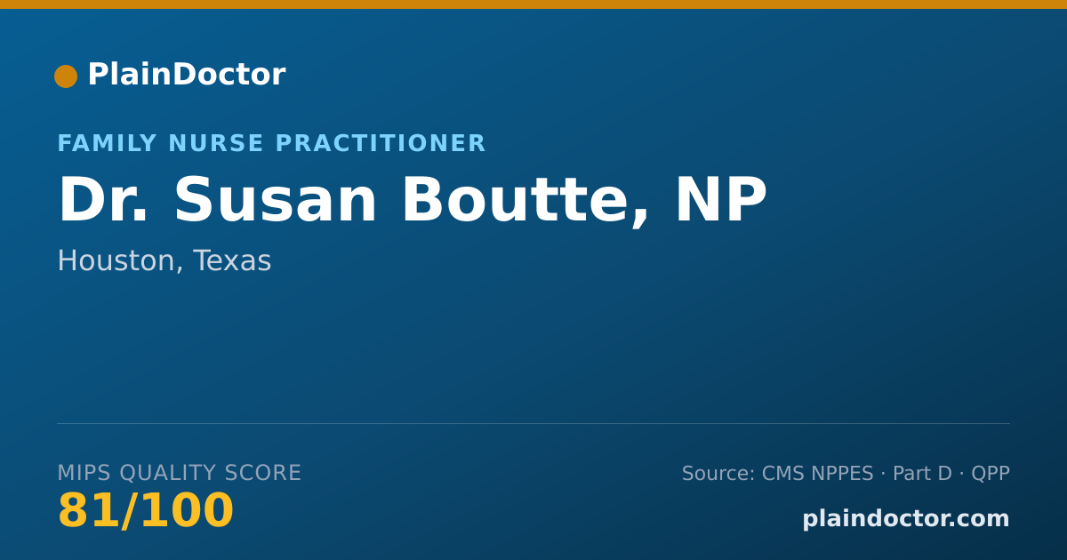 Shareable card for Susan Boutte, NP - Family Nurse Practitioner, Houston, TX