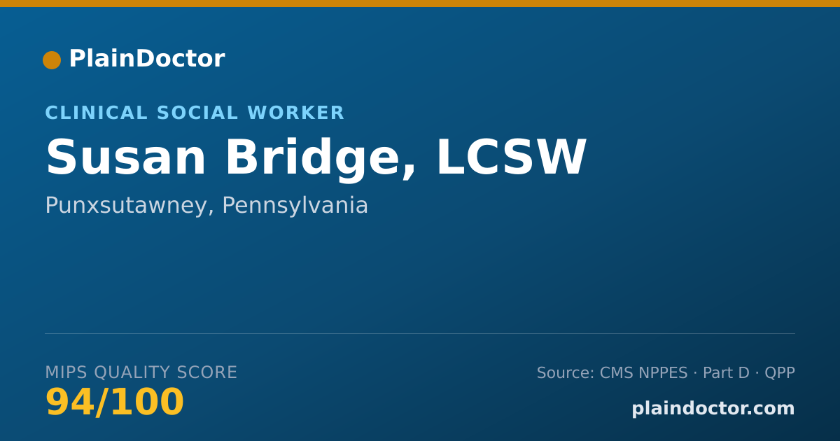 Shareable card for Susan Bridge, LCSW - Clinical Social Worker, Punxsutawney, PA