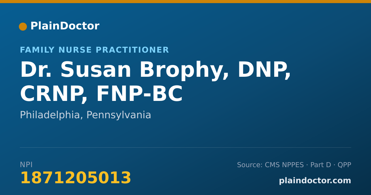 Shareable card for Susan Brophy, DNP, CRNP,  FNP-BC - Family Nurse Practitioner, Philadelphia, PA