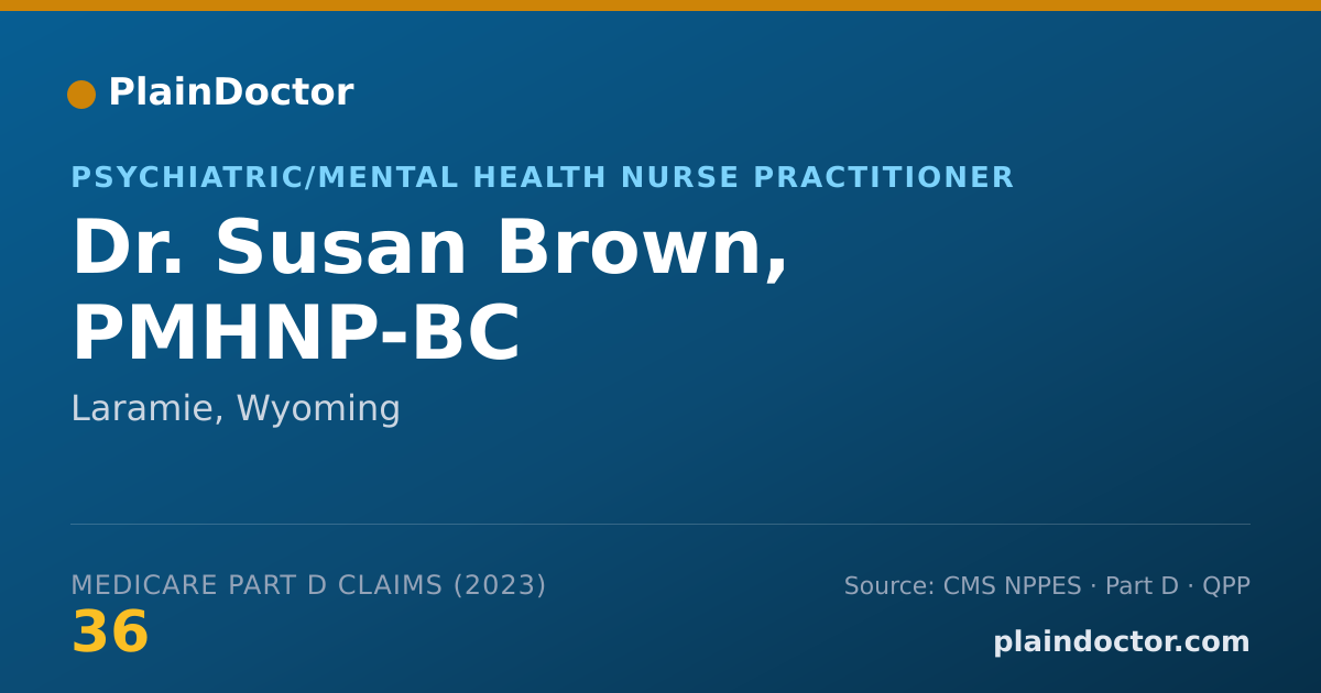 Shareable card for Susan Brown, PMHNP-BC - Psychiatric/Mental Health Nurse Practitioner, Laramie, WY