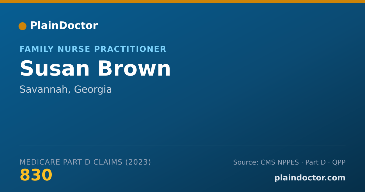 Shareable card for Susan Brown - Family Nurse Practitioner, Savannah, GA