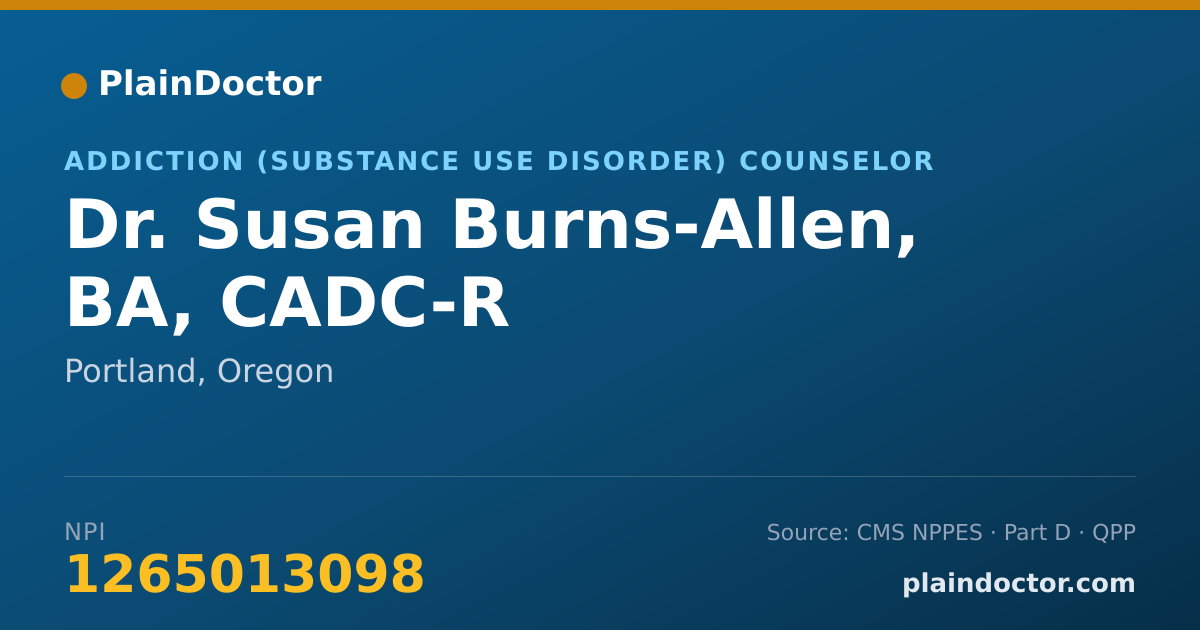 Shareable card for Susan Burns-Allen, BA, CADC-R - Addiction (Substance Use Disorder) Counselor, Portland, OR