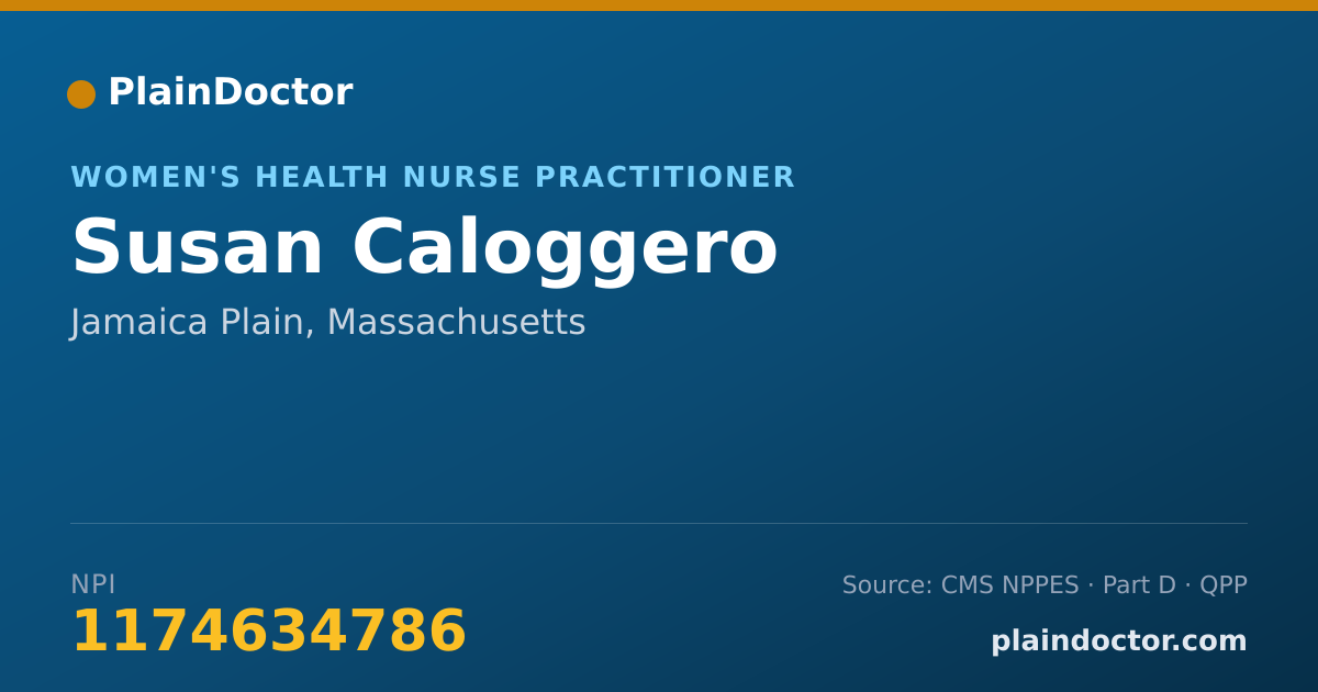 Shareable card for Susan Caloggero - Women's Health Nurse Practitioner, Jamaica Plain, MA