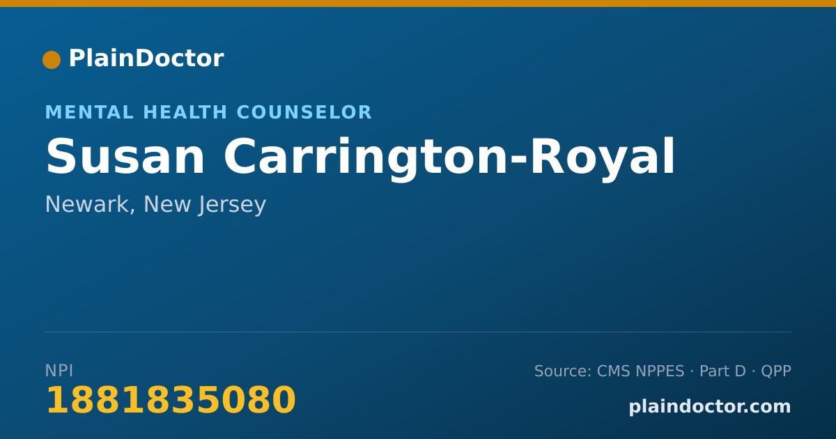 Shareable card for Susan Carrington-Royal - Mental Health Counselor, Newark, NJ