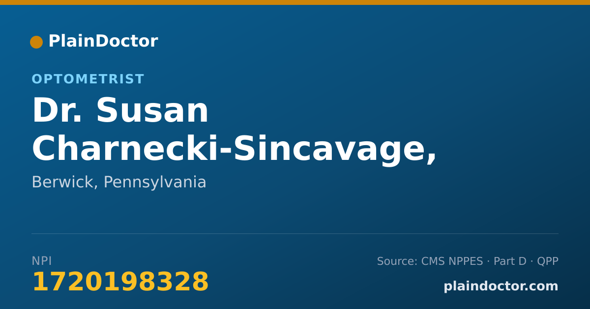 Shareable card for Susan Charnecki-Sincavage, O.D. - Optometrist, Berwick, PA