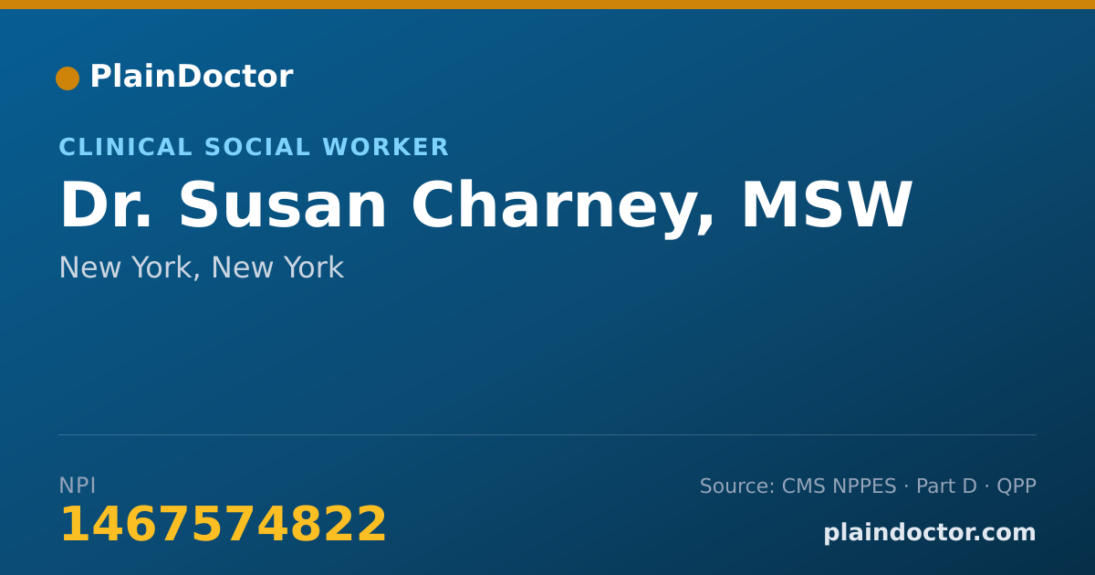 Shareable card for Susan Charney, MSW - Clinical Social Worker, New York, NY