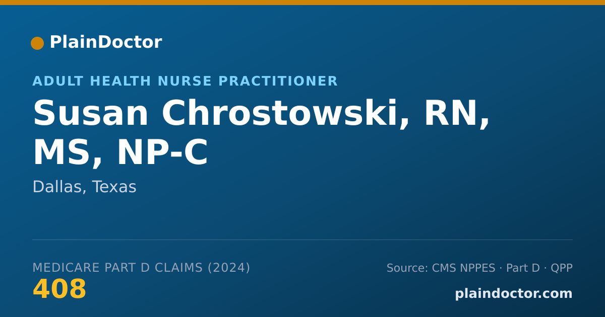 Shareable card for Susan Chrostowski, RN, MS, NP-C - Adult Health Nurse Practitioner, Dallas, TX