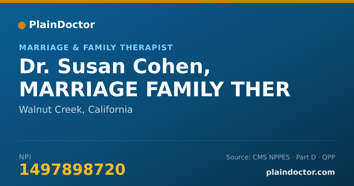 Shareable card for Susan Cohen, MARRIAGE FAMILY THER - Marriage & Family Therapist, Walnut Creek, CA