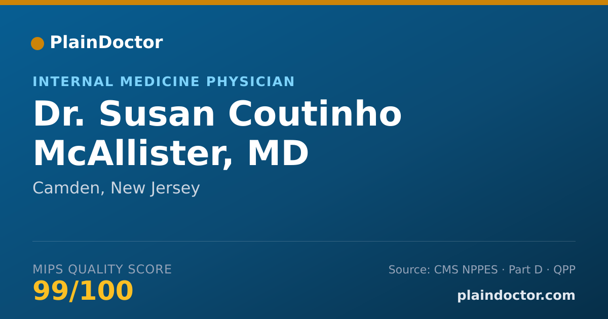 Shareable card for Susan Coutinho McAllister, MD - Internal Medicine Physician, Camden, NJ