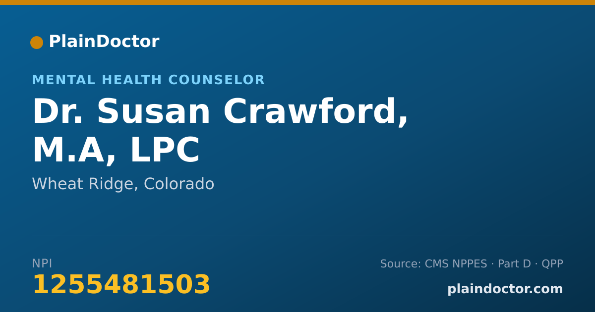 Shareable card for Susan Crawford, M.A, LPC - Mental Health Counselor, Wheat Ridge, CO