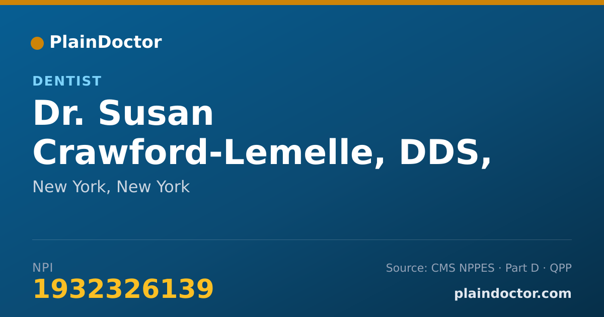 Shareable card for Susan Crawford-Lemelle, DDS, MPH - Dentist, New York, NY