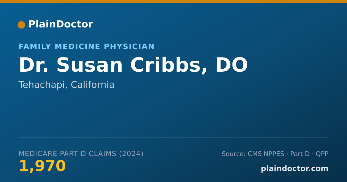 Shareable card for Susan Cribbs, DO - Family Medicine Physician, Tehachapi, CA