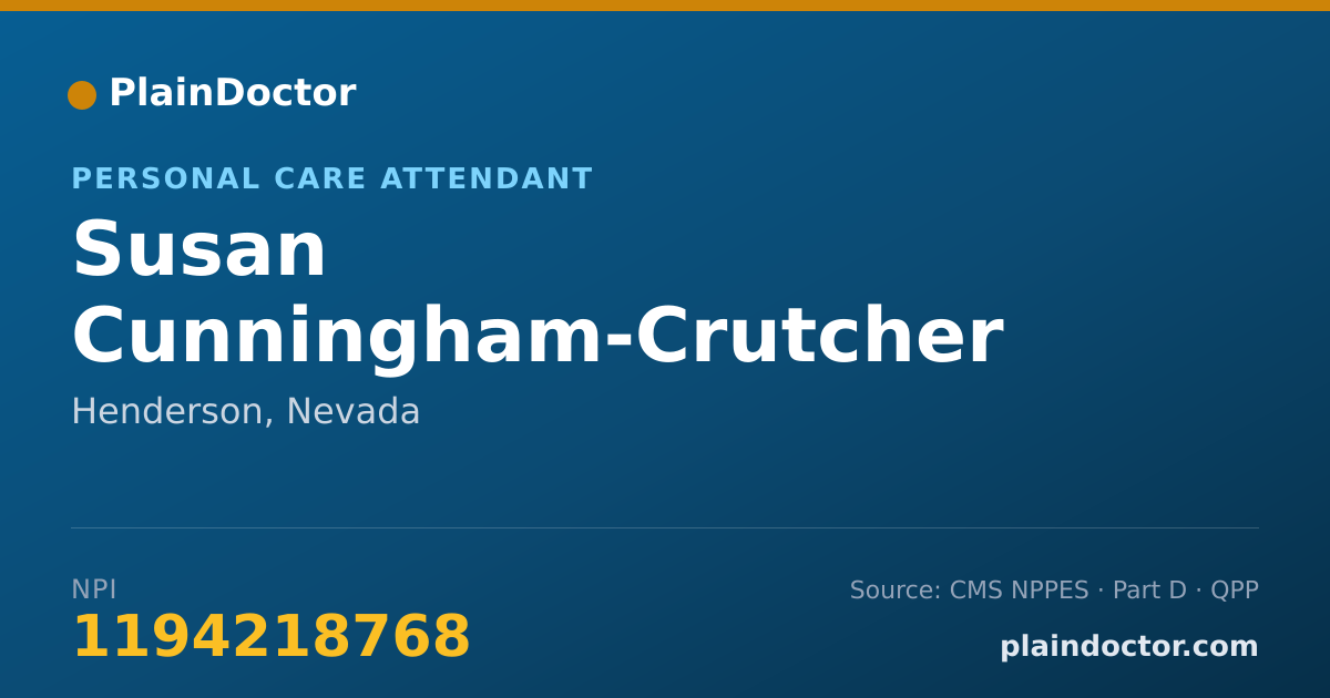 Shareable card for Susan Cunningham-Crutcher - Personal Care Attendant, Henderson, NV