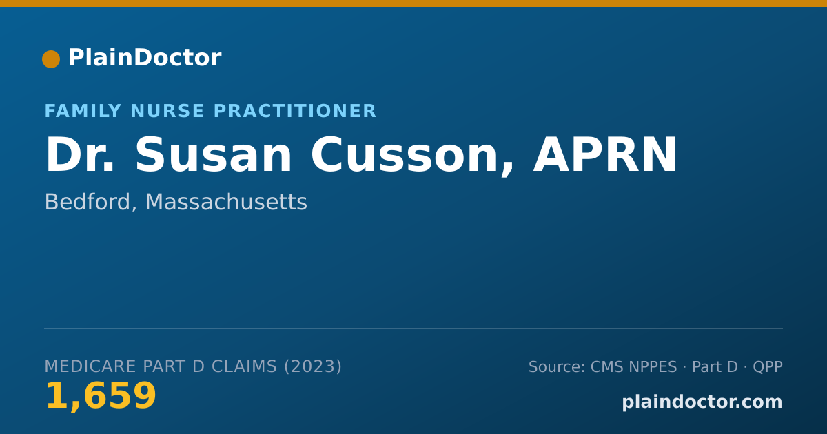 Shareable card for Susan Cusson, APRN - Family Nurse Practitioner, Bedford, MA