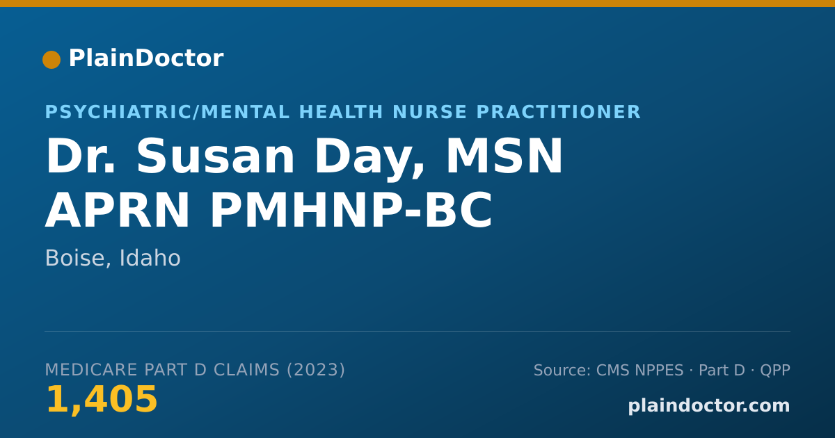 Shareable card for Susan Day, MSN APRN PMHNP-BC - Psychiatric/Mental Health Nurse Practitioner, Boise, ID