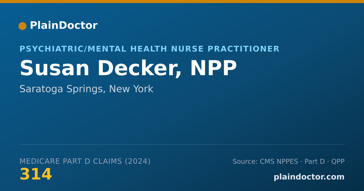 Shareable card for Susan Decker, NPP - Psychiatric/Mental Health Nurse Practitioner, Saratoga Springs, NY