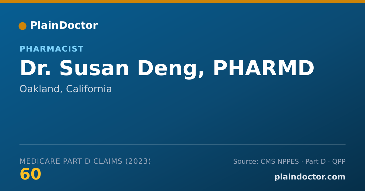 Shareable card for Susan Deng, PHARMD - Pharmacist, Oakland, CA